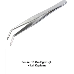 Penset 13 Cm Eğri Uçlu - Nikel Kaplama