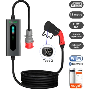 ZTA415 Taşınabilir Elektrikli Araç Şarj Cihazı 16A/11KW/380V (15 Metre)