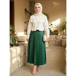 Kadın Tesettür Deri Görünümlü Pileli Etek