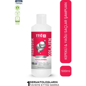 Tto x Kepekli ve Yağlı Saçlara Özel Şampuan Kolajen ve Prebiyotik 500ml