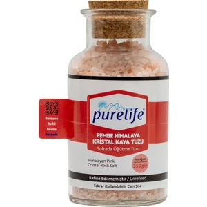 Pure Life Himalaya Tuzu - Granül Kristal Kaya Tuzu Pembe - Mantar Tıpalı Cam Şişe - 350g