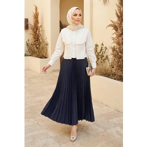Kadın Tesettür Deri Görünümlü Pileli Etek