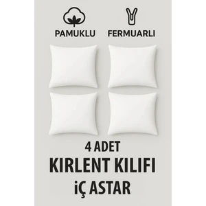 Pamuklu Fermuarlı Kırlent Kılıfı Iç Astar 4’lü Paket - 45X45 Kırlent Yastığı Iç Kılıfı Milt