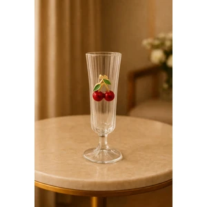 Tekli Cam Kiraz Flüt Kahve Yanı Bardağı Kokteyl Meşrubat Bardak 150ML