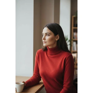 Mandala Tekstil Kadın Basic Triko Yarım Balıkçı Kazak