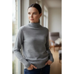 Mandala Tekstil Kadın Basic Triko Yarım Balıkçı Kazak