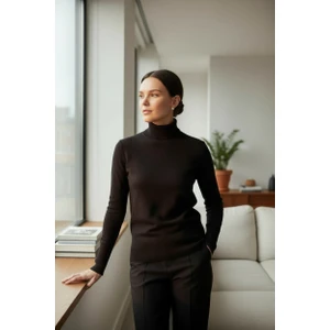 Mandala Tekstil Kadın Basic Triko Yarım Balıkçı Kazak