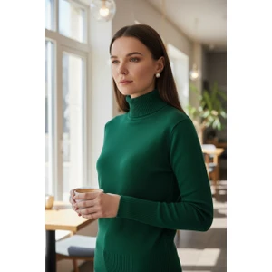 Mandala Tekstil Kadın Basic Triko Yarım Balıkçı Kazak