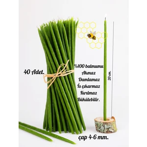 Frig Lavanta Tasarım Hediyelik Balmumu İnce Ritüel Mum 40 Adet - Dilek Tören Slim Mum 20 cm.