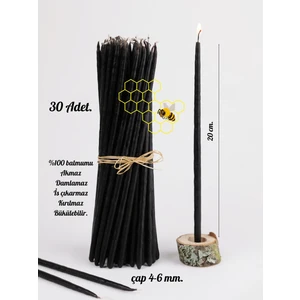 Frig Lavanta Tasarım Hediyelik Dilek Tören Ritüel Balmumu Mum siyah 30 Adet Slim Ince 20 cm Boy 4-6 mm Çap