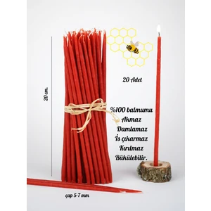 Frig Lavanta Tasarım Hediyelik Dilek Tören Ritüel Balmumu Mum kırmızı 20 Adet Slim Ince 20 cm Boy 4-6 mm Çap