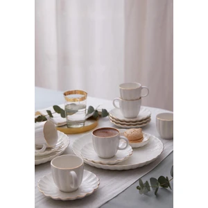 Kütahya Porselen Bone Luz Form 12 Parça Kahve Fincan Takımı Altın File