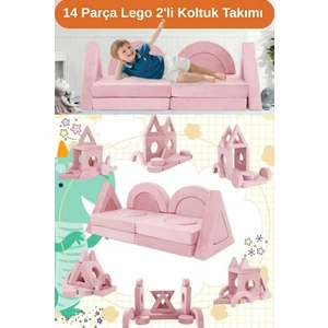 14 Parça Yapı Oyuncak Modüler Bebek ve Çocuk 2'li Koltuğu