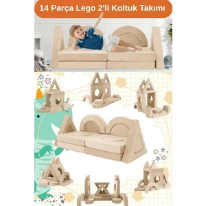 14 Parça Yapı Oyuncak Modüler Bebek ve Çocuk 2'li Koltuğu