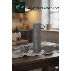 Mio Lifee Kişiye Özel İsimli Hediyelik Termos - 3 Bardaklı Paslanmaz Çelik Termos 540 ml