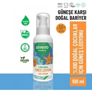 %100 Doğal Çocuk Güneş Losyonu Leke Karşıtı Antioksidan Nemlendirici Bitkisel Vegan UVA UVB SPF 50+ 100 ml