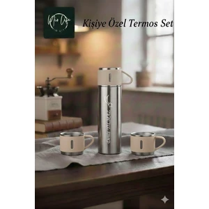 Mio Lifee Kişiye Özel İsimli Hediyelik Termos - 3 Bardaklı Paslanmaz Çelik Termos 540 ml