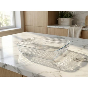 Borart Petek Desenli Kare Cam Tepsi - 45496