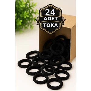 24 Adet Siyah Saç Tokası Esnek Havlu Lastik Toka