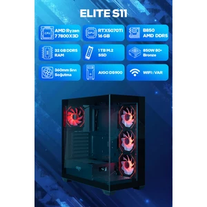 Game Garaj Elite S11 Amd Ryzen 7 7800X3D 32GB RAM 1TB SSD RTX5070Ti 360MM Sıvı Soğutma Freedos Oyuncu OEM Paket