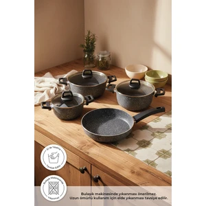 Bambum Taşev Scarlett 7 Parça Granit Tencere Seti Gri