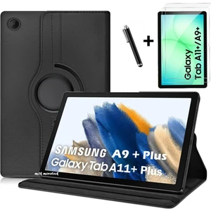 M.TK Moveteck Samsung Galaxy Tab A11+ Plus / A9 + Plus 11 Inç Kılıf 360 Derece Dönebilen Kapaklı Tablet Kılıf + Ekran Koruyucu + Kalem Set SM-X210 X230