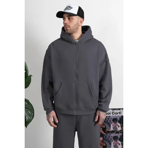 Erkek Oversıze Fermuarlı Hırka