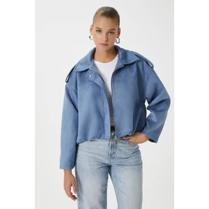 Kadın Rodney Süet Etkili Mavi Bomber Ceket