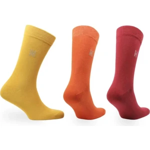 Brody Günlük Konforlu Pamuklu Çorap 3'lü Paket Sarı/turuncu/kırmızı