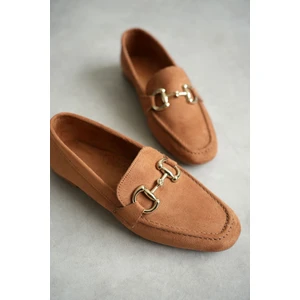 Kadın Pixo Düz Taban Babet - Taba Süet