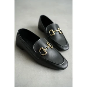 Kadın Pixo Düz Taban Babet - Siyah-Deri