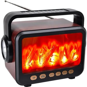 Alev Efektli Solar Şarjlı Bluetooth Hoparlör | Fm Radyo | El Feneri | Usb/tf/aux | 8W Taşınabilir Müzik Kutusu