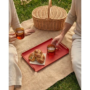 VASA Consept Vika TD-001 |  Dekoratif Metal Tepsi – 37×21×7 cm | Koyu Kırmızı Modern Sunum ve Orta Sehpa Tepsisi | Dayanıklı Metal Dekor Ürünü | Organizer