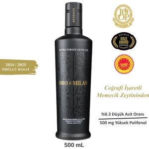 Oro di Milas Premium Reserve Memecik Erken Hasat Soğuk Sıkım Naturel Sızma Zeytinyağı 500 mL – 2024–2025 Ödüllü Hasat