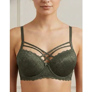 Silikonlu Destekli Dantelli Çapraz Çift Ipli Sütyen