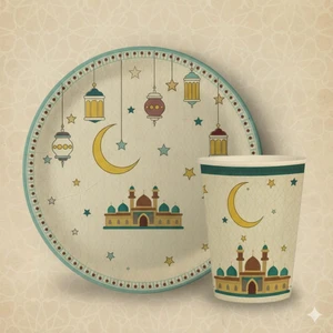 Hoşgeldin Ramazan 8 li Tabak Bardak Seti