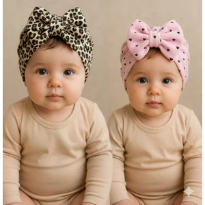 Fiyonklu Kız Bebek Bone 2 Adet