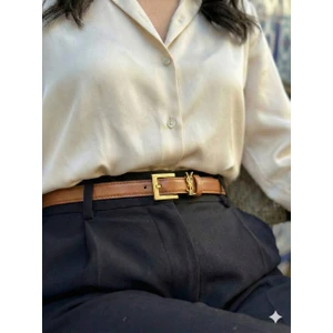 Bombeli Yazılı Tokalı Köprülü Kadın Kemer, Pantolon Kemeri, Ceket Kemeri, Elbise Kemeri, Gömlek Kemeri