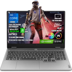 Loq 15IRX10 83JE00ETTR I7-13650HX 12GB Ddr5 512GB SSD RTX5060-8GB 15.6" IPS 144Hz Dos