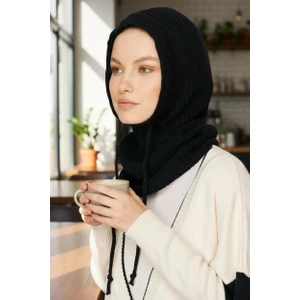 Siyah Balaclava Triko Başlık