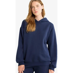 Relax Fit Kapüşonlu Basic Düz Kalın Sweatshirt D9935AX25WN