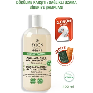 Saç Sağlıklı Hızlı Saç Uzamasına Yardımcı & Dökülen Saçlara Özel, 7 Aktifli Tuzsuz Biberiyeli Şampuan, 400ml