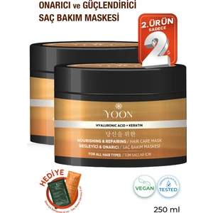 2'li Saç Bakım Maskesi 360° Yoğun Onarıcı Hyaluronik Asit ve Keratinli Saç Maskesi 2 Adet x 250ML