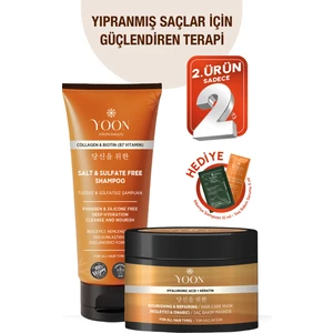 Vegan Tuzsuz Şampuan & Saç Bakım Maskesi 250ML, Hyaluronik Asit, Keratin, Kolajen ve Biotin 2'li Set