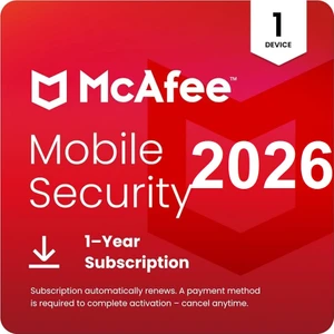 McAfee Mobile Security 2026 (Android) - 1 Cihaz 1 Yıl Abonelik Kodu (Mail Adresinize Tanımlanır)