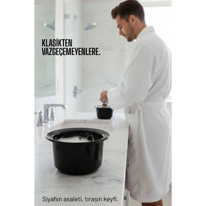 Profesyonel Siyah Tıraş Tası - Berber Tipi Ergonomik Sabun Köpürtme Kabı - 715737