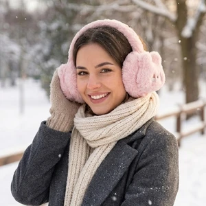 Figürlü Soft Pelüş Kulaklık - Pembe