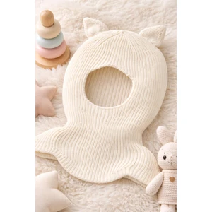 Kedi Kulaklı Kışlık Balaklava Triko Boyunluklu Bebek Çocuk Şapka Bere Kar Maskesi
