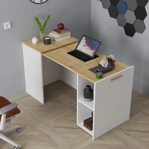 Serçe Design Minimalist Tasarım Katlanabilir Çalışma Masası Raflı & Ergonomik