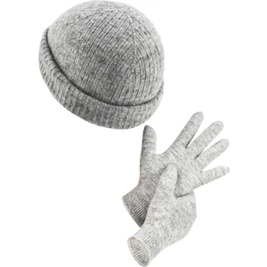 Daphne Alpaka Yün Bere ve Eldiven Seti (Gri)